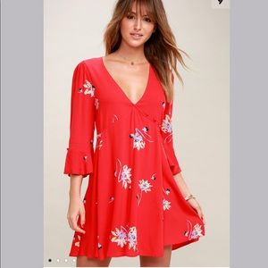 FP Time On My Side Red Floral Print Wrap Dress